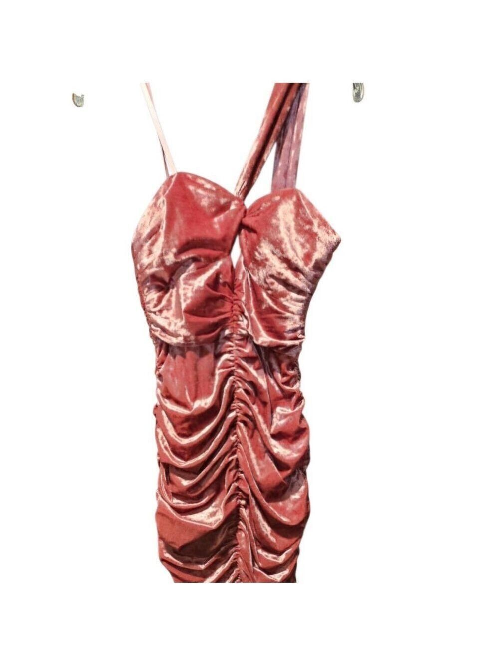 Black By BARIANO Dusty ROSE Velvet Maxi Dress Size 6 - Picture 7 of 8